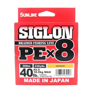 Sunline Siglon PE x8 Orange Colour 300m Braid Fishing Line 40lb