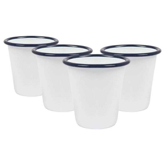 Argon Tableware White Enamel Tumblers - 300ml - Pack of 3