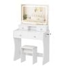 Advwin Makeup Vanity Desk With Mirror Charging Station And 4 Drawers White