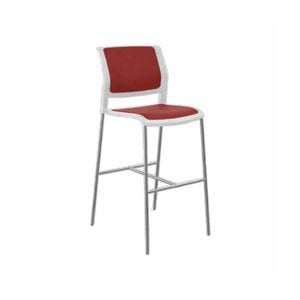 Olg Game Bar Stool Chrome Legs White Shell Tomato Red Upholstered Seat And Back