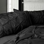 Fabric Fantastic Diamond Pintuck Premium Ultra Soft Queen size Pillowcases 2-Pack -Black