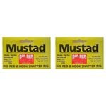 2x Mustad Big Red Snapper Chemically Sharpened X 3 Rig 2 Hook Set Up Size 7/0