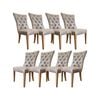 Holly Set of 8 Dining Chair PU Leather Solid Rubber Wood Frame - Coffee