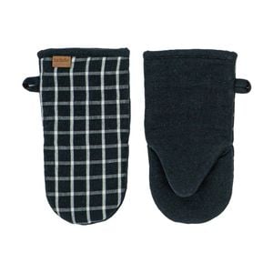 2pc Ladelle Hemingway Taupe Cotton Linen Oven Mitt Set Cookware Black