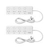Arlec White 4 Outlet Individually Switched Powerboard - Twin Pack