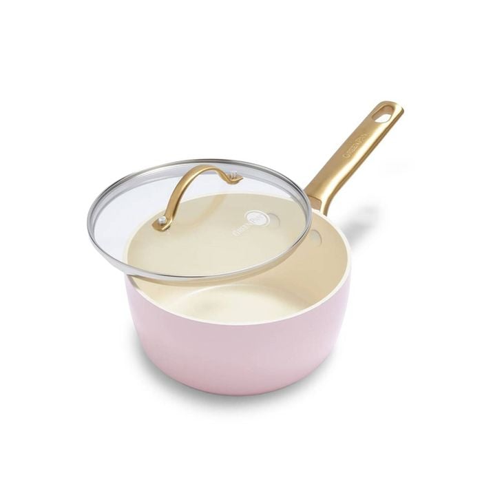 GreenPan Padova Non Stick Coated Pink Cover Saucepan18cm/2.0L