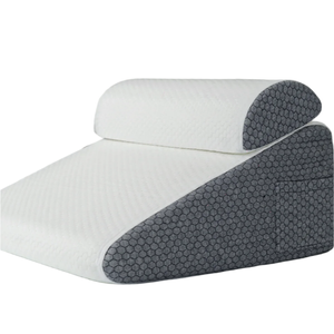 NNEOBA 2-Piece Memory Foam Wedge Pillow Set Triangle Neck Support Dark Grey