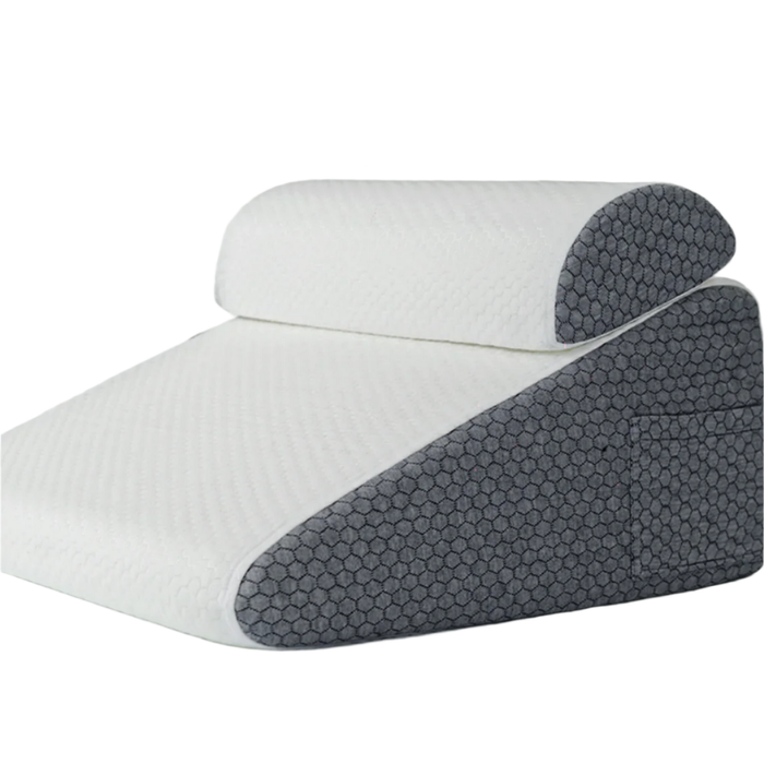 NNEOBA 2-Piece Memory Foam Wedge Pillow Set Triangle Neck Support Dark Grey