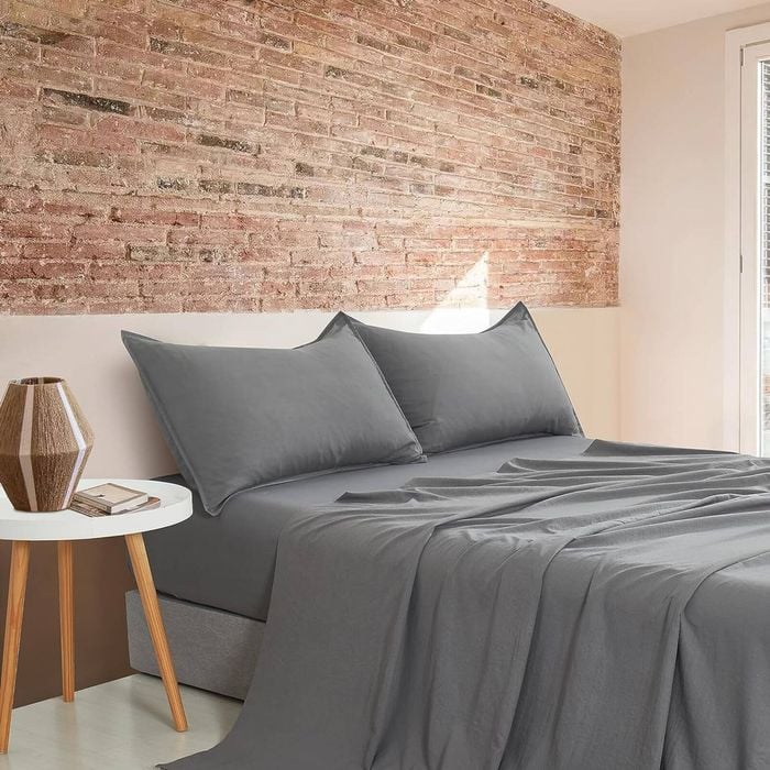 CleverPolly Vintage Washed Microfibre Sheet Set - Grey - King Single