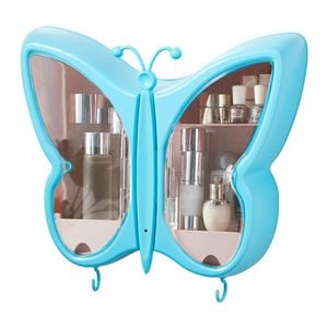 SOGA Blue Butterfly Shape Wall-Mounted Makeup Organiser