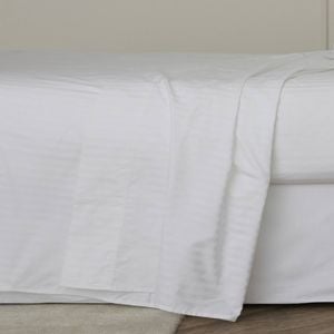 Bedding Co. Flat Sheet 1200TC Egyptian Cotton White Stripe Super King
