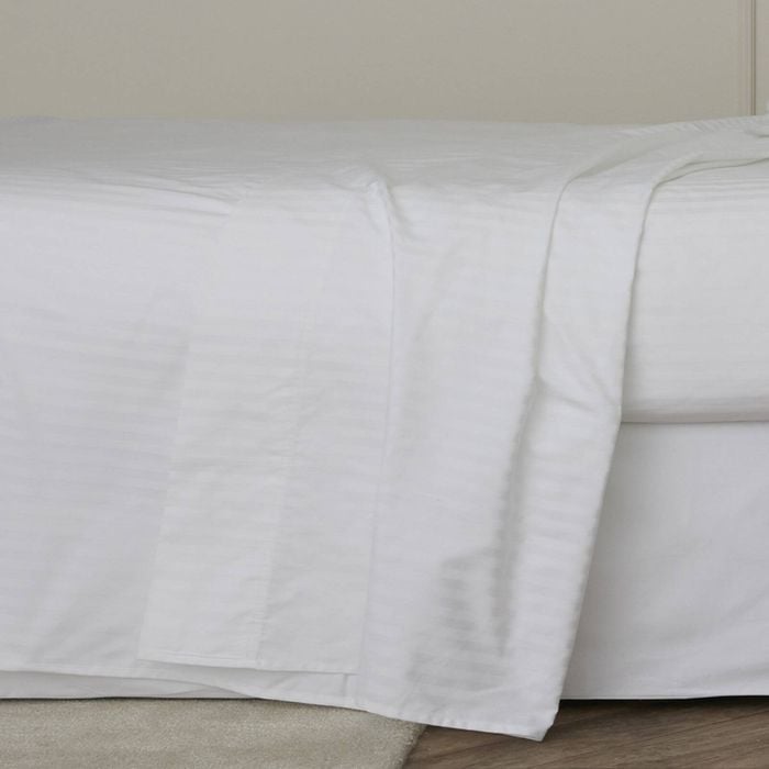 Bedding Co. Flat Sheet 1200TC Egyptian Cotton White Stripe Super King