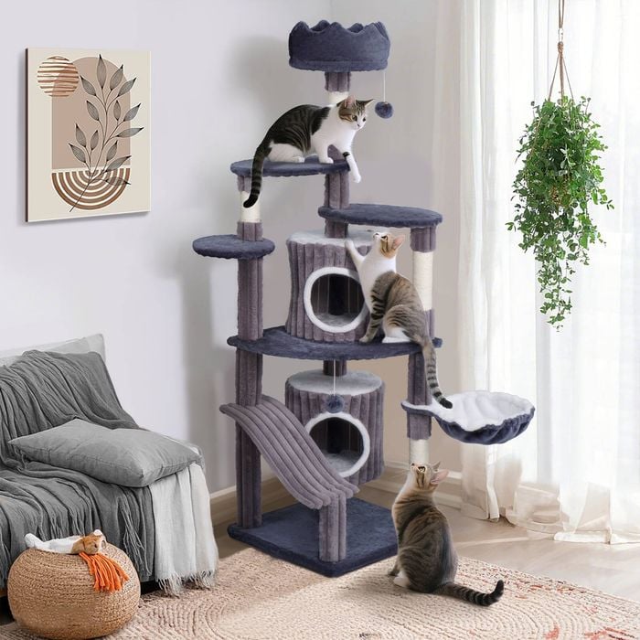 HOMFURN 154cm Cat Scratching Tree and Scratching Posts, Dark Gray
