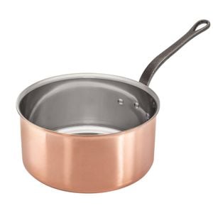 Matfer Bourgeat Copper Saucepan - 240mm, Stainless Steel Interior, Cast Iron Handle