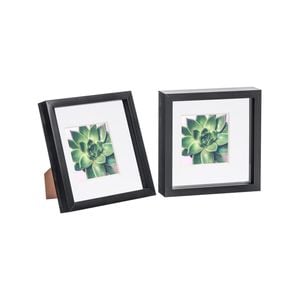 Nicola Spring 2 Piece 8 X 8 3d Shadow Box Photo Frame Set - Craft Display Picture Frame With 4 X 4 Mount - Black