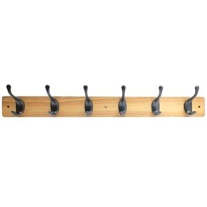 Adoored 6 Double Black Hook Pine Board Deco Hook Rack