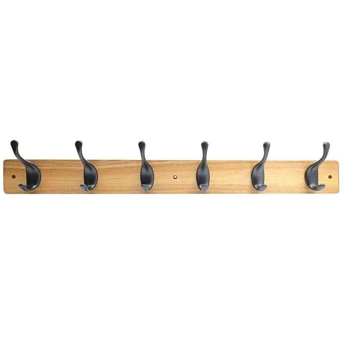 Adoored 6 Double Black Hook Pine Board Deco Hook Rack