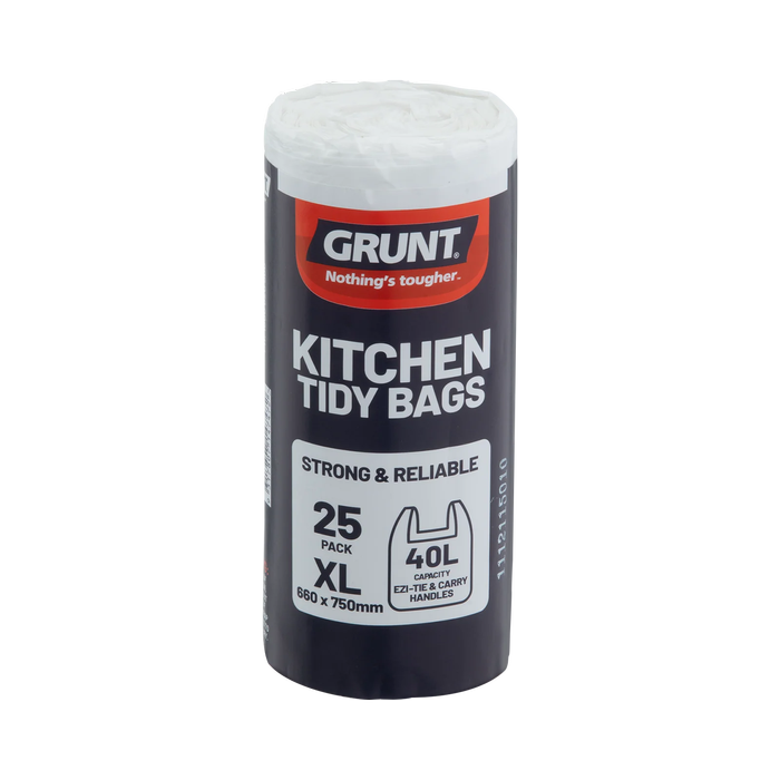 Grunt 40L White Extra Large Kitchen Tidy Bags - 25 Pack - White