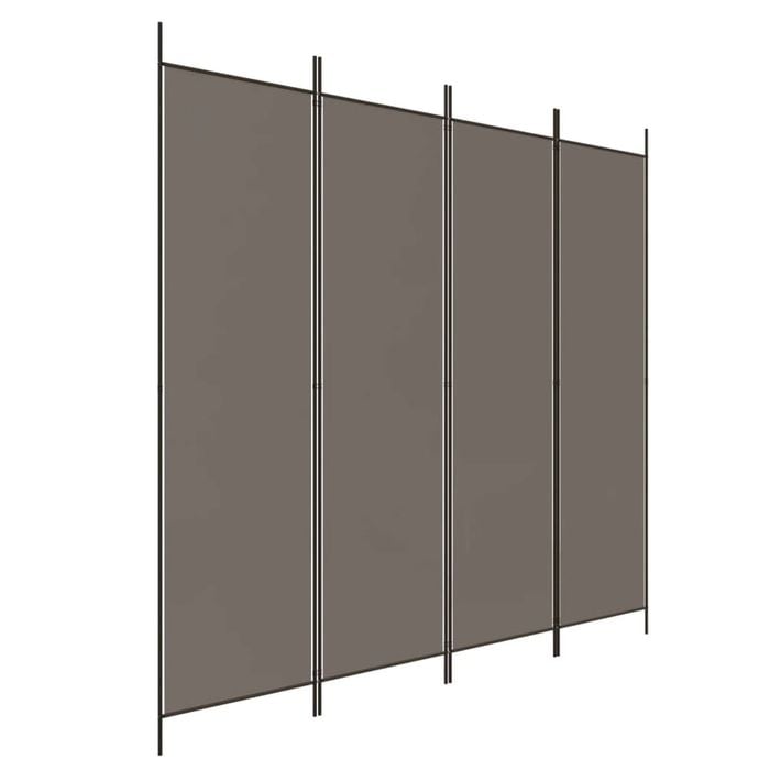 vidaXL 4-Panel Room Divider Anthracite Fabric Privacy Screen Separator Folding