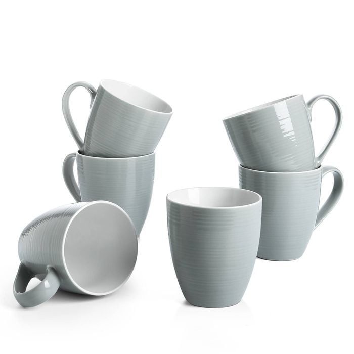 DOWAN 17 Oz Large Coffee Mug Set of 6 Ceramic Gray