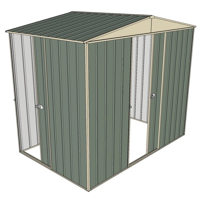 Build-a-Shed 2.3 x 1.5 x 2.3m Front Gable Two Single Sliding Door Narrow Shed - Green