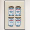 Galrie Banksy Four Soup Cans Art Print - Gold on Cream, 2005 Limited Edition, Black Frame, A0 84 x 119cm (33 x 47inch)