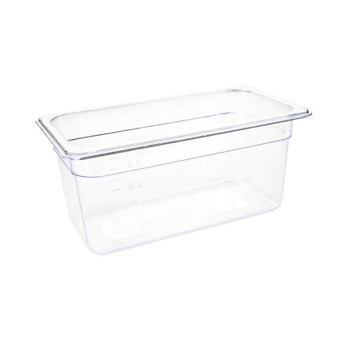 Vogue Clear Polycarbonate Gastronorm Container Gn 1/3 150mm Food Storage Pan
