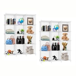 SOGA 2X White 12-Cube Storage Shelf