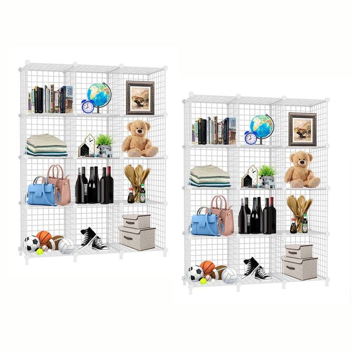 SOGA 2 Pack 12 Cube Storage Organisers White Modular Wire