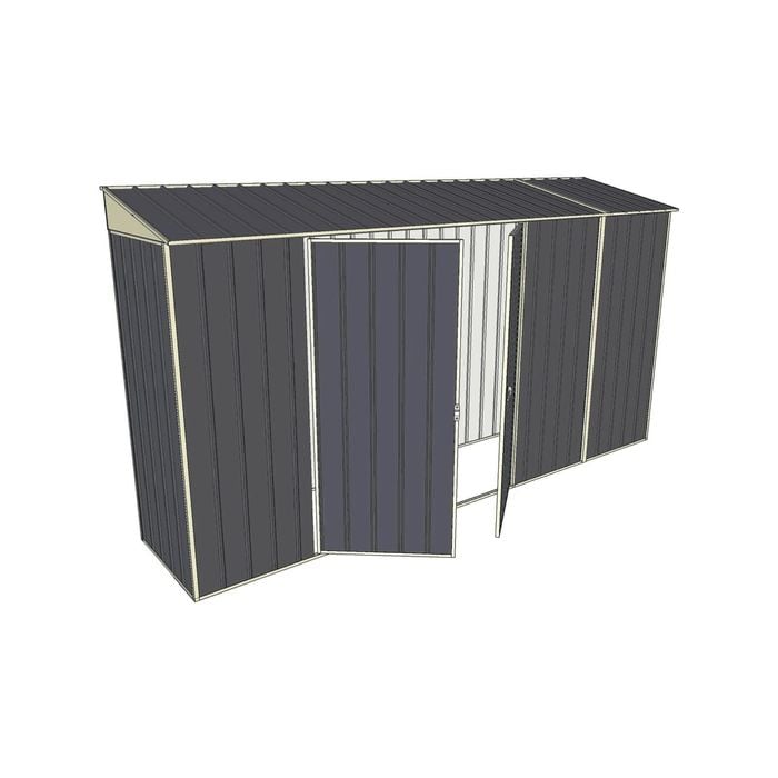 Build-a-Shed 0.8 x 3.7 x 2m Skillion Double Hinged Side Door Shed - Grey