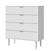 Oikiture 4 Chest of Drawers Tallboy White Gold