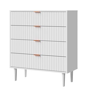 Oikiture 4 Chest of Drawers Tallboy White Gold
