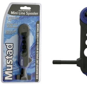 Mustad Rod Mounted Mini Fishing Line Spooler with Adjustable Tension Knob