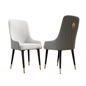 P&P Off-White Set Of 2 Dining Chairs With Quilted Lion-Head Back And Gold-Tipped Legs