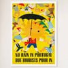Galrie Charming Vintage Travel Poster of Portugal: No Rain But Tourists Pour In Artwork, White Frame, A1 60 x 84cm (23 x 33inch)