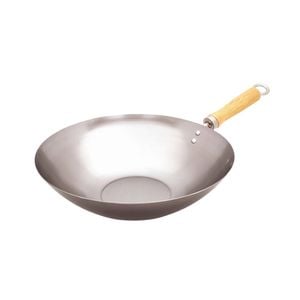 Cuisena 30cm Carbon Steel Stir Fry Wok w/ Wooden Handle - Silver