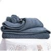 CottonMore New Acrylic Chenille Tassel Knitted Blanket Bed Sofa Throw Rug 130x160cm - Navy
