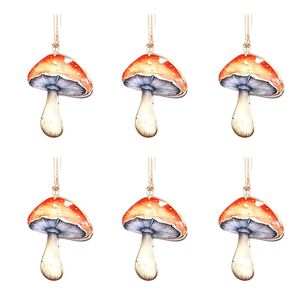 6PK Urban Toadstools Hanging Christmas Decoration 11cm Red Assorted
