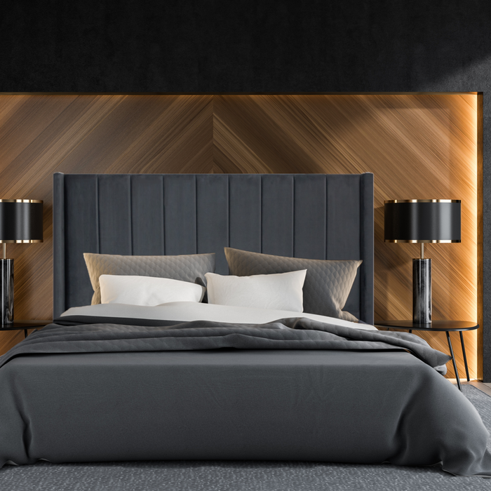 Hotshoppa Mayfair Charcoal Velvet Bed Frame & HYBRID MAX™ Mattress Bundle Super King