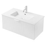 CIBO 900mm White Ripple Wall Hung Bathroom Vanity