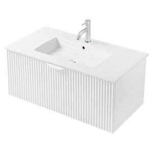 CIBO 900mm White Ripple Wall Hung Bathroom Vanity