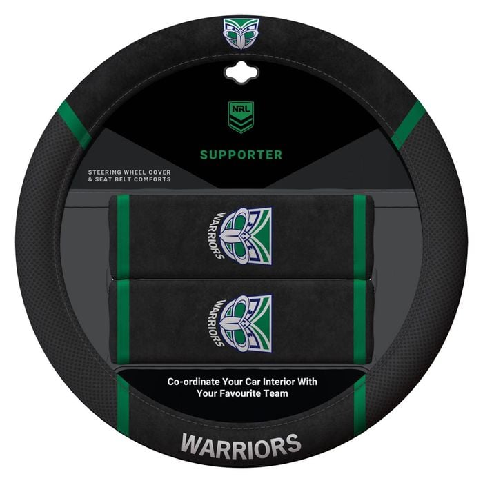 NRL Steering Wheel Cover - Seat Belt Covers- New Zealand Warriors  Universal Fit