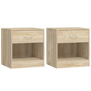 vidaXL 2x Nightstands with Drawer Oak Colour Bedroom Bedside Table Cabinet