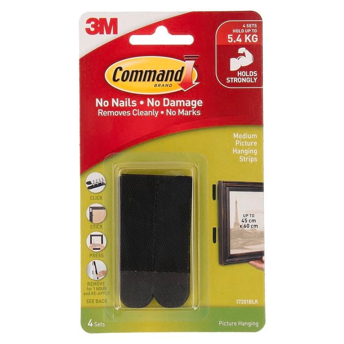 Command™ Medium Black Adhesive Picture Hanging Strips - 4 Pack