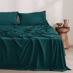 Dreamaker Superfine Washed Microfibre Sheet Set Teal Queen Bed