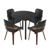 Oikiture 5PCS Dining Table Set 100cm Round Table 4 Faux Leather Dining Chairs