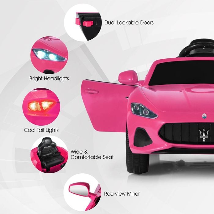 Costway 12V Electric Kids Ride On Car Maserati GranCabrio Licensed Car - Pink