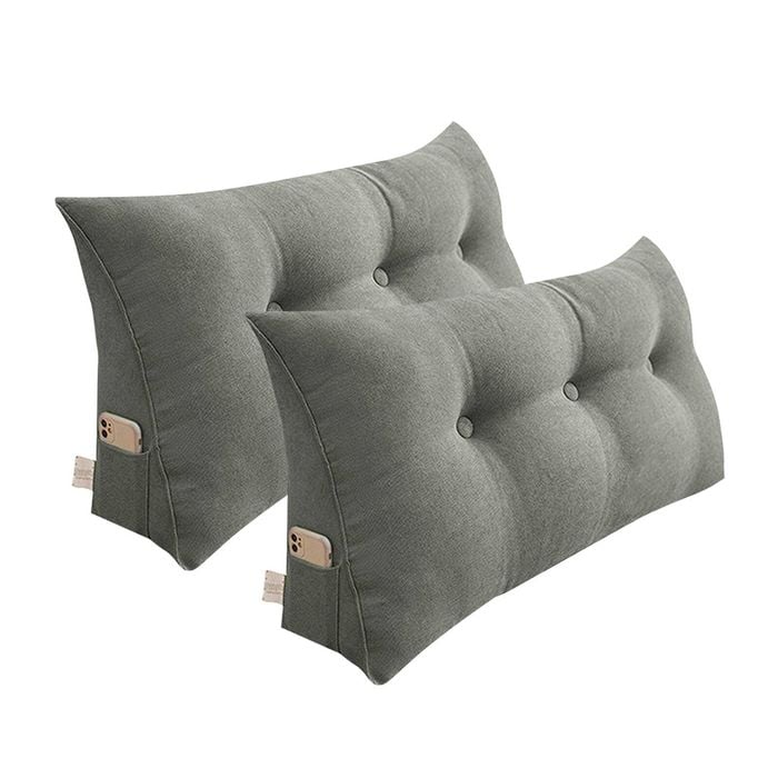 SOGA 2x 100cm Light Grey Wedge Bed Pillows