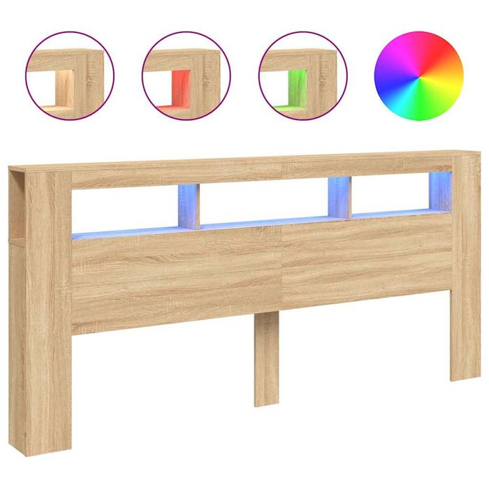 vidaXL LED Headboard Bed Header Furniture Sonoma Oak 100 cm Engineered Wood