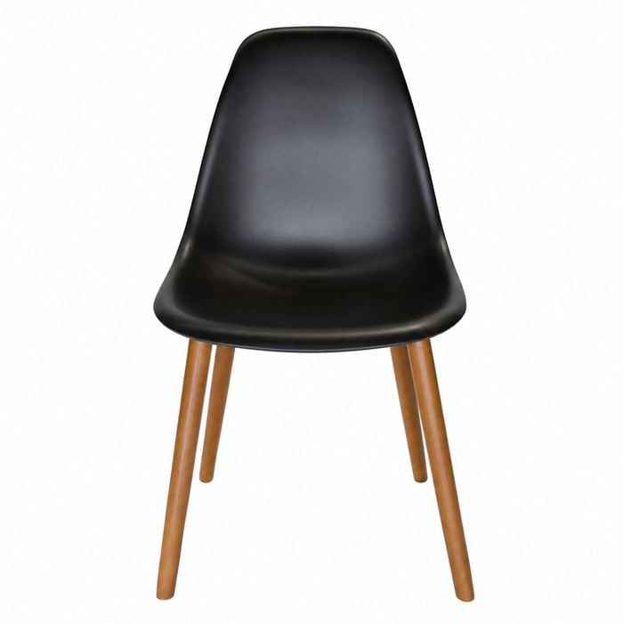 Sk Designer Living | Replica Eames Dsw Inspired Chair | Plastic & Walnut - Black